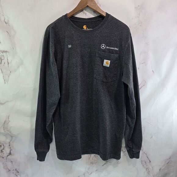 Carhartt T Shirt Mens Small Grey Pocket Tee Long Sleeve Original Fit Mercedes - Picture 1 of 11